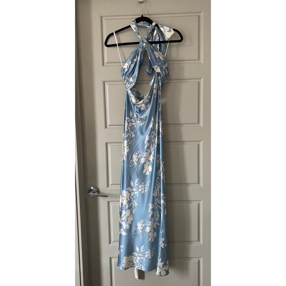 NWT Reformation Vivi Silk Cut-Out Maxi Dress Aliso Blue White Floral Size 2 - Picture 7 of 11